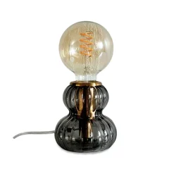 Lampe en verre fumé noir h12cm - Eli