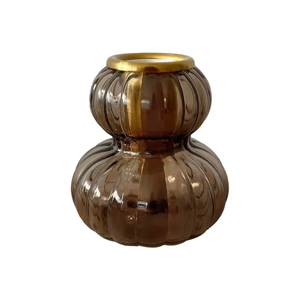 Lampe en verre fumé noir h12cm - Eli