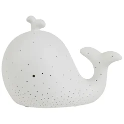 Lampe led baleine en porcelaine blanc h16cm