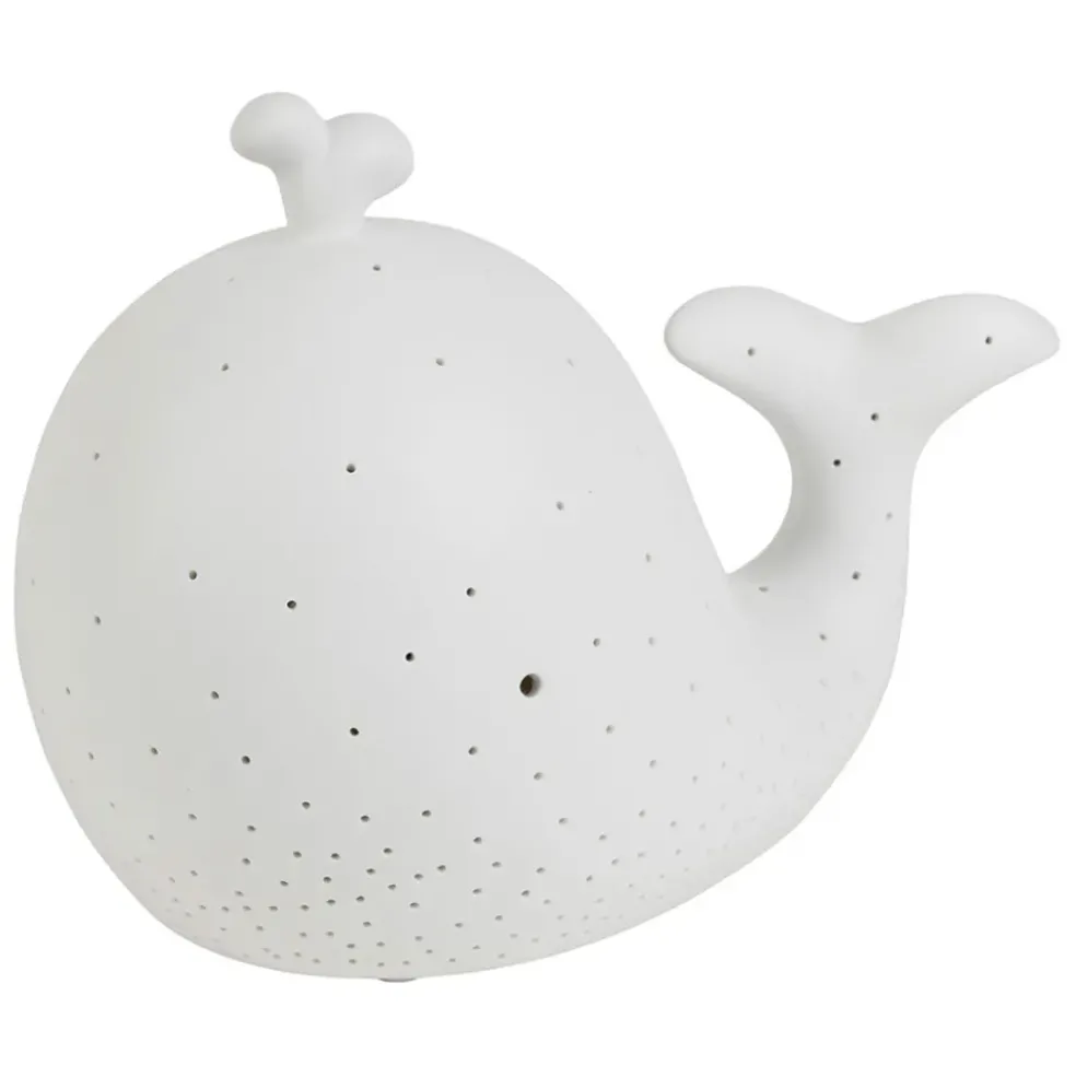 Lampe led baleine en porcelaine blanc h16cm