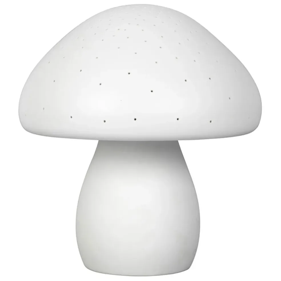 Lampe led champignon en porcelaine blanc h22cm - Champignon