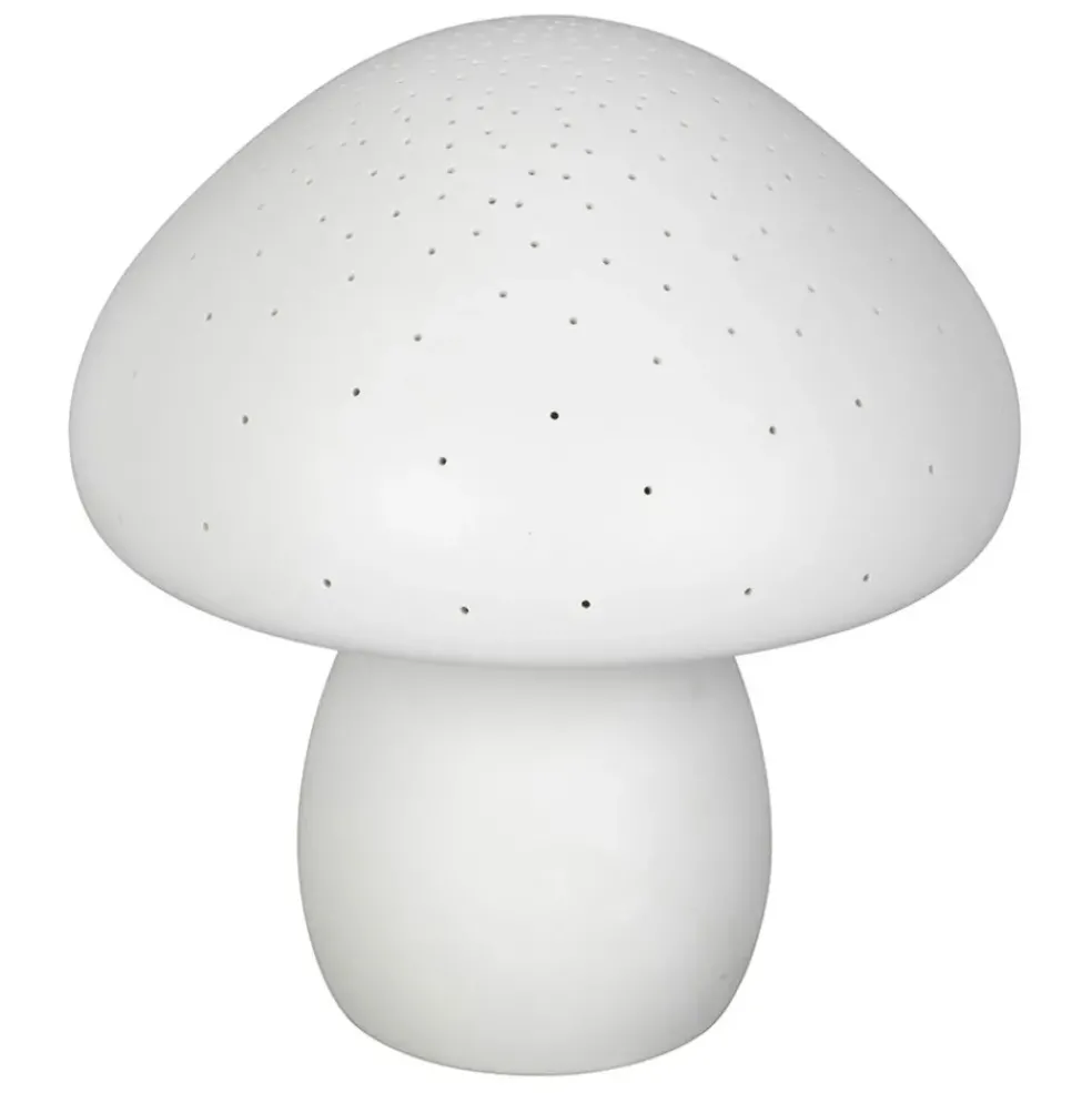 Lampe led champignon en porcelaine blanc h22cm - Champignon