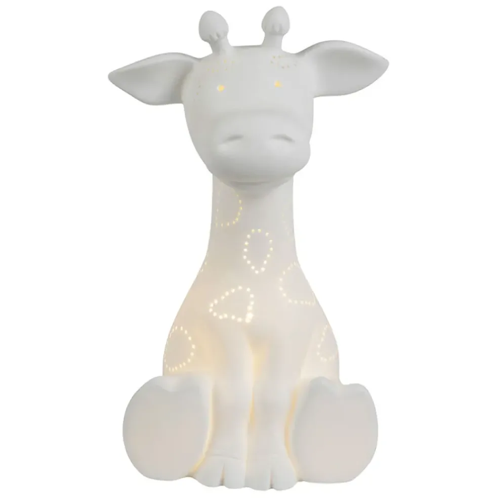 Lampe led girafe en procelaine blanc