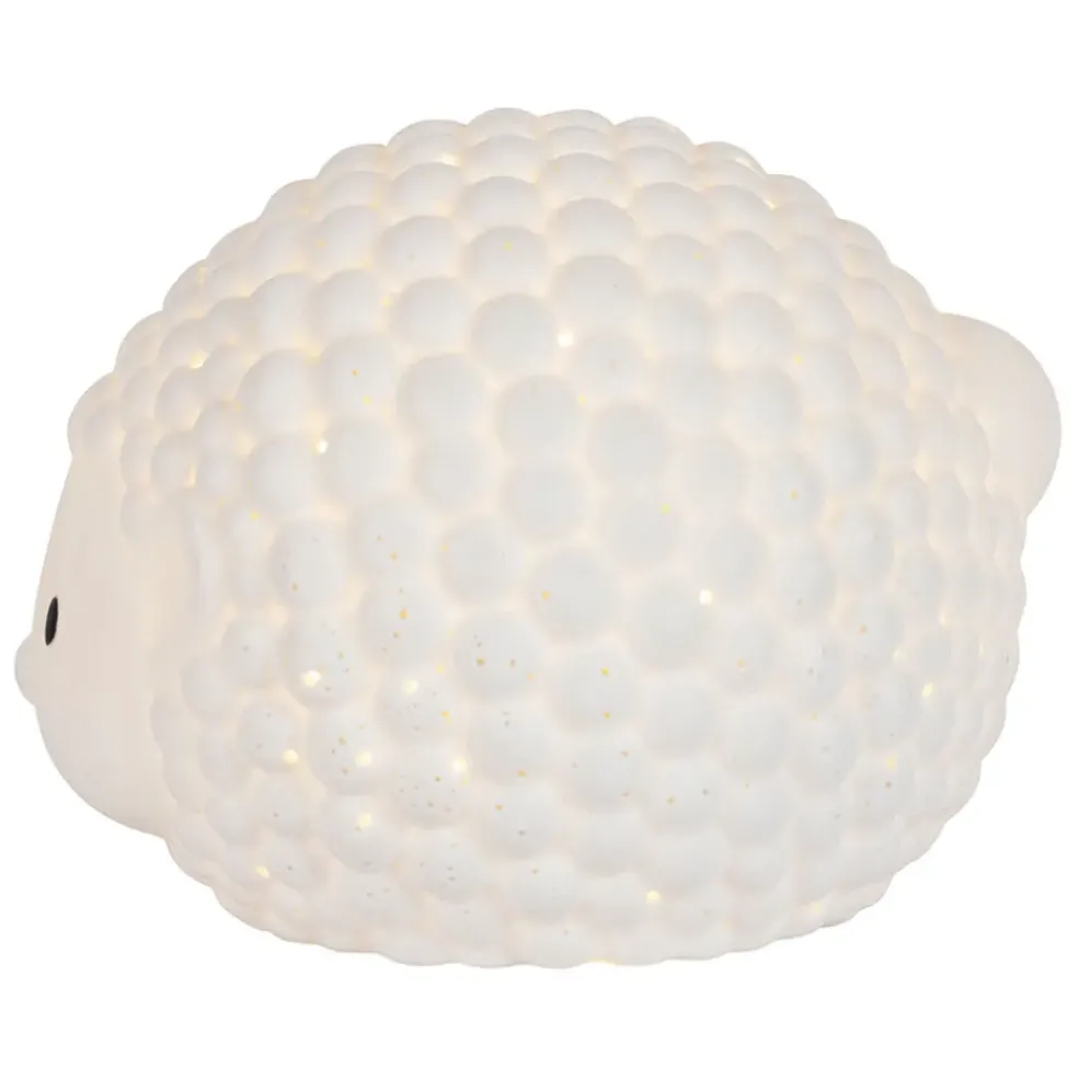 Lampe led hérisson en porcelaine blanc h12cm - Hérisson