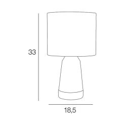 Lampe touch métal effet bois et coton blanc h33cm - Baltik