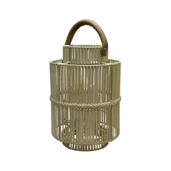 Lanterne en fer et osier blanc h45cm - Pasil