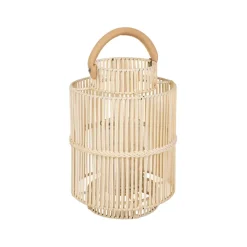 Lanterne en fer et osier blanc h45cm - Pasil