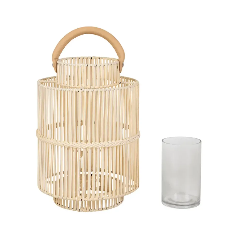 Lanterne en fer et osier blanc h45cm - Pasil