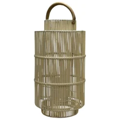 Lanterne en fer et osier blanc h75cm - Pasil