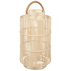 Lanterne en fer et osier blanc h75cm - Pasil