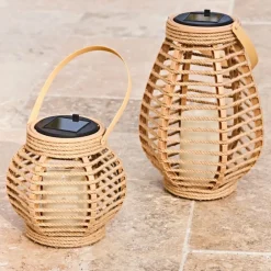 Lanterne solaire effet bougie naturel h15cm
