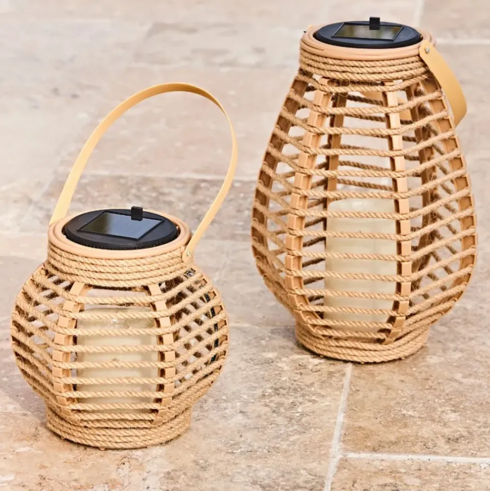 Lanterne solaire effet bougie naturel h15cm