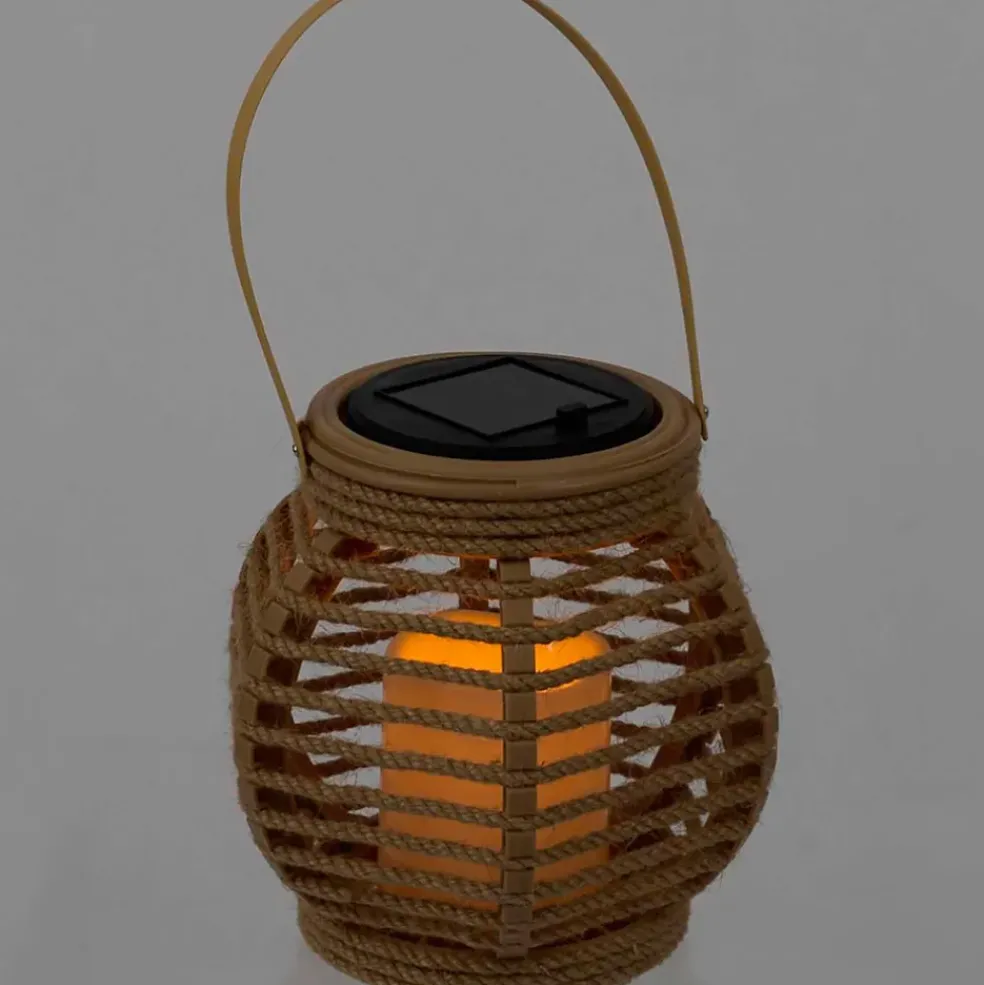 Lanterne solaire effet bougie naturel h15cm