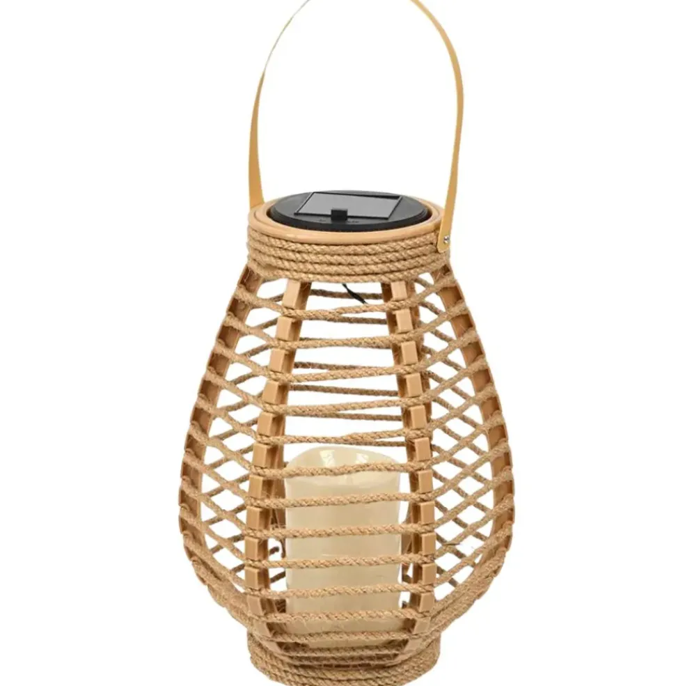 Lanterne solaire effet bougie naturel h26cm
