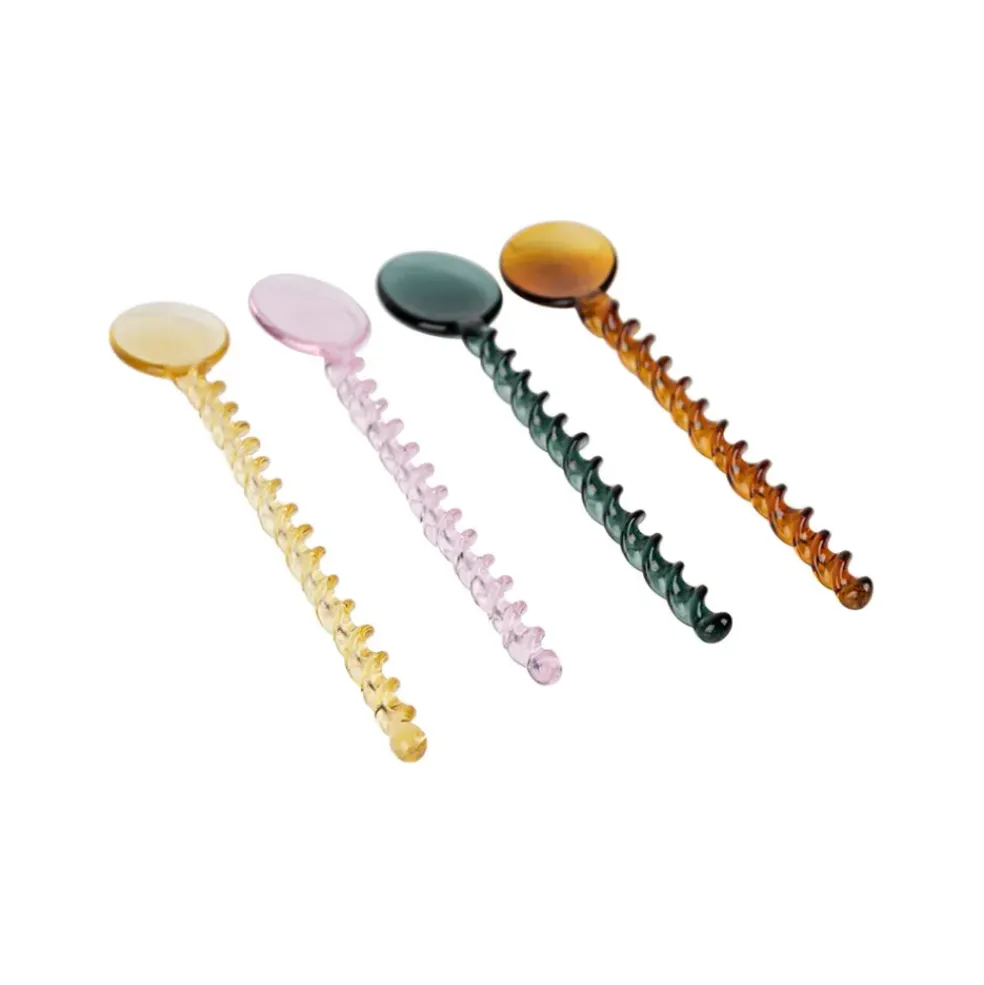 Lot de 4 agitateurs en verre borosilicate multicolore h17cm - Funny