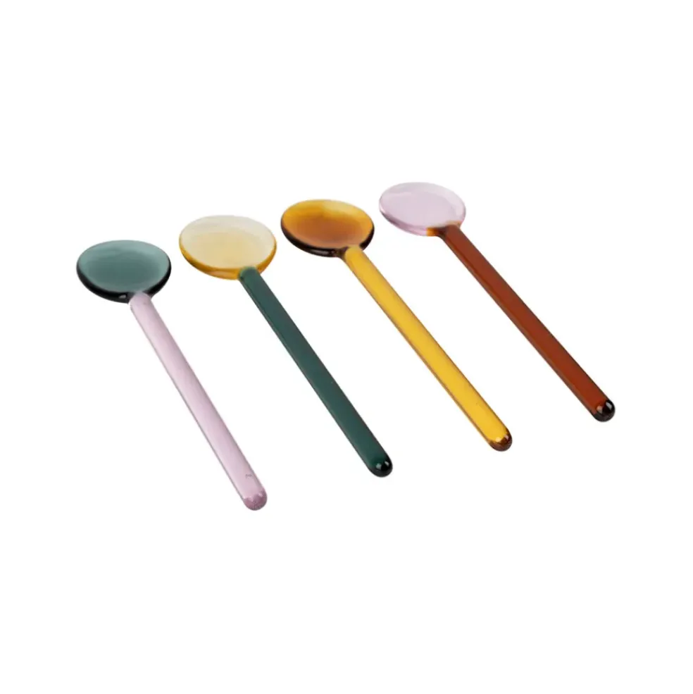 Lot de 4 agitateurs en verre borosilicate multicolore h12.5cm - Funny