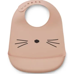 Lot de 2 bavoirs en silicone tilda rose chat