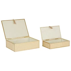 Lot de 2 boites en verre et papier doré - Tulum