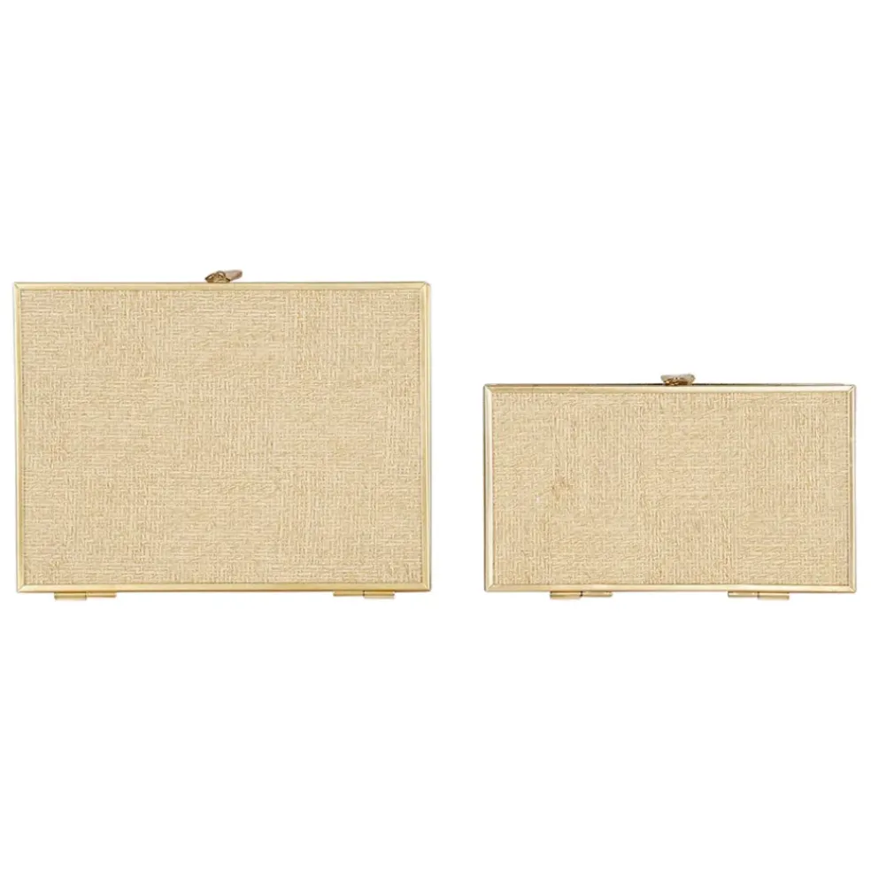 Lot de 2 boites en verre et papier doré - Tulum