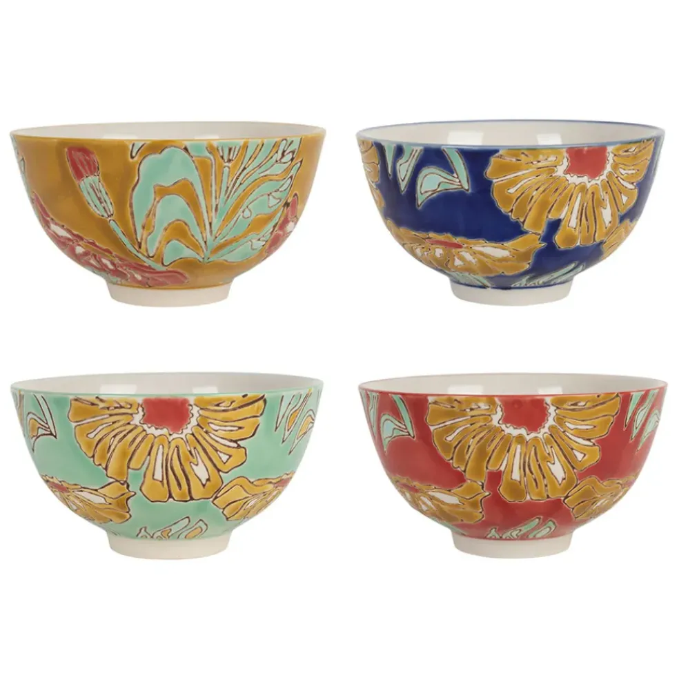 Lot de 4 bols en grès multicolore 30cl - Flaura