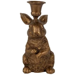 Lot de 2 bougeoirs lapin en poudre de pierre et fer mordoré - Floreal