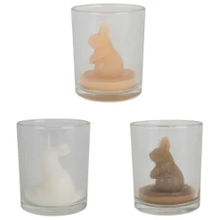 Lot de 3 bougies lapin blanc beige et marron 2h - Floreal