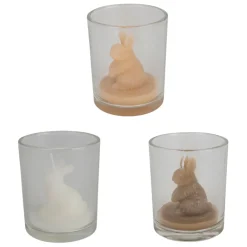 Lot de 3 bougies lapin blanc beige et marron 2h - Floreal