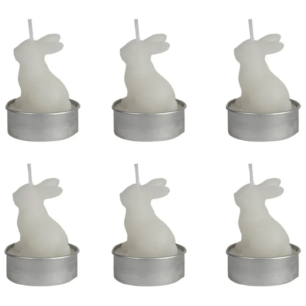 Lot de 6 bougies lapin blanc 2h - Floreal