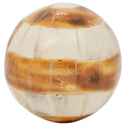 Lot de 6 boules décoratives en résine brun et ivoire d10cm - Karumba