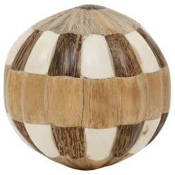 Lot de 6 boules décoratives en résine brun et ivoire d10cm - Karumba