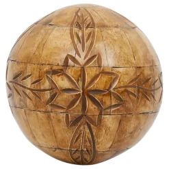 Lot de 6 boules décoratives en résine ivoire et brun - Yumbe