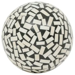 Lot de 6 boules décoratives en résine noir et blanc d10cm - Etnik