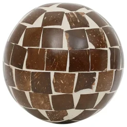 Lot de 6 boules décoratives en résine brun et blanc d10cm - Komati