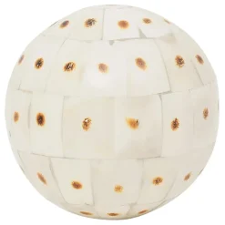 Lot de 6 boules décoratives en résine brun et blanc d10cm - Komati