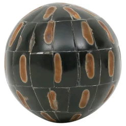 Lot de 6 boules décoratives en résine brun et ivoire - Sumba
