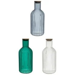 Lot de 3 bouteilles en verre borosilicate bleu émeraude et transparent 1.4L - Mycenes