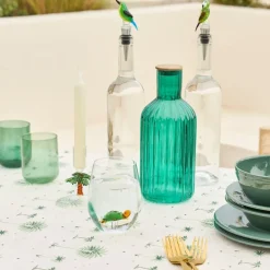 Lot de 3 bouteilles en verre borosilicate bleu émeraude et transparent 1.4L - Mycenes