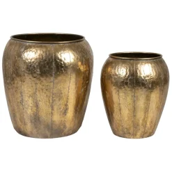 Lot de 2 caches pot en fer doré d48cm et d36cm - Baca