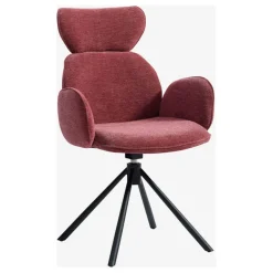 Lot de 2 chaises pivotantes en tissu rouge parme - Omida