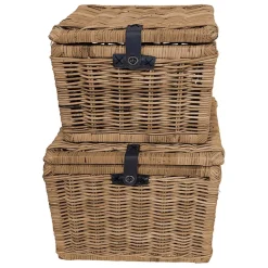 Lot de 2 coffres gigognes en rotin grisé - Java