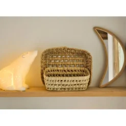 Lot de 2 corbeilles en feuille de palmier naturel 25x20xh10cm - Beezz