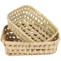Lot de 2 corbeilles en feuille de palmier naturel 25x20xh10cm - Beezz