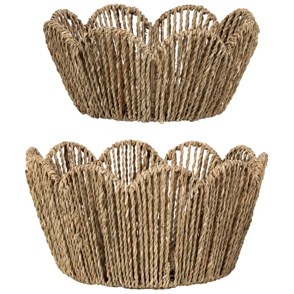 Lot de 2 corbeilles en jonc de mer naturel - Chaumière