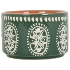 Lot de 3 coupelles en grès et plateau terracotta, vert et blanc - romance vegetal