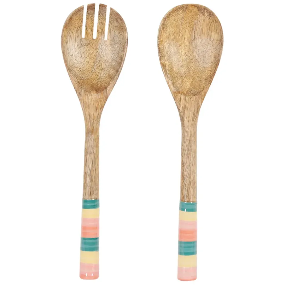 Lot de 2 couverts de salade en manguier multicolore - Patchuca