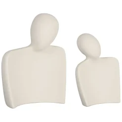 Lot de 2 décoration abstraite en grès écru - Greeka