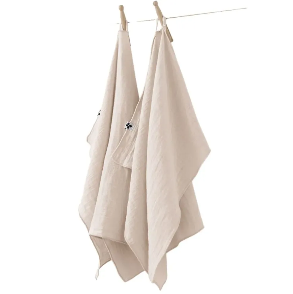 Lot de 2 essuie-mains en gaze de coton unie pampa 50x70cm - Gaia