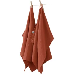 Lot de 2 essuies mains en gaze coton terracotta 50x70cm - Gaia