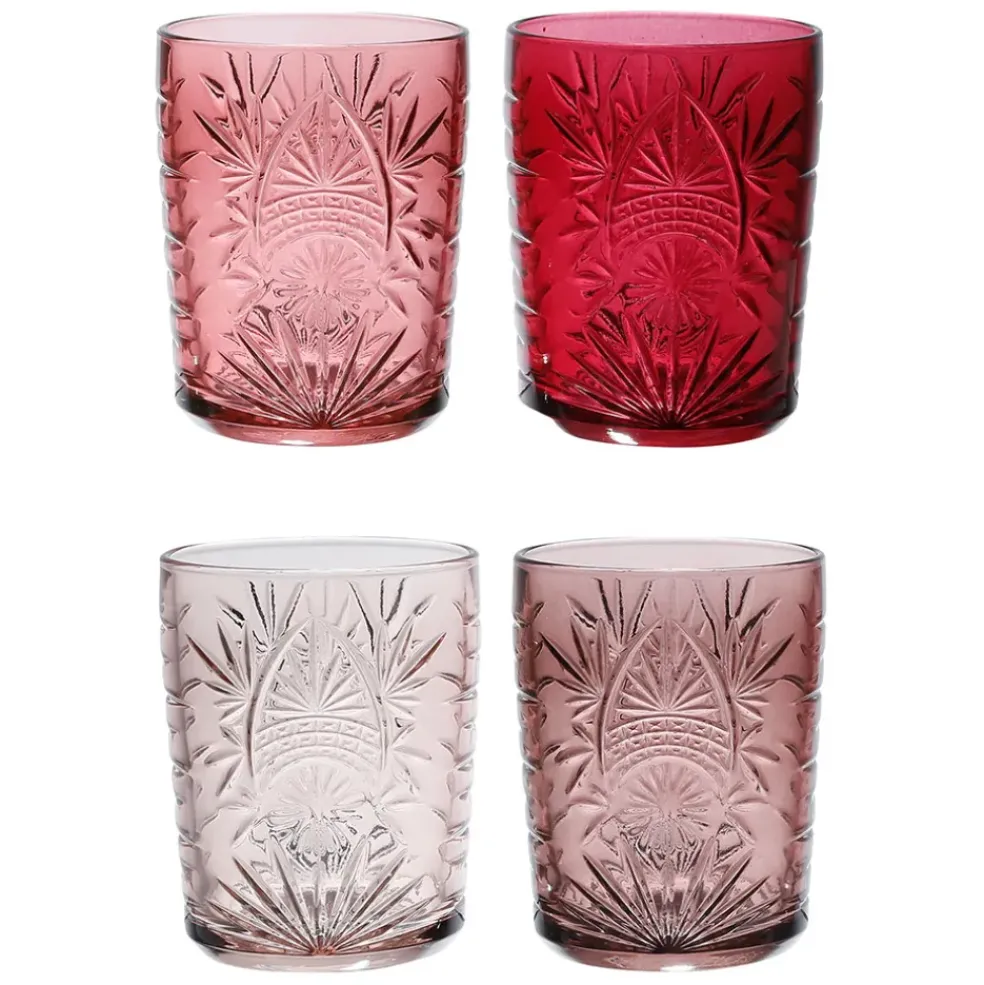 Lot de 4 gobelets en verre rose 35cl - Starla