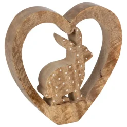Lot de 2 Lapins cœur en manguier naturel et blanc - Floréal